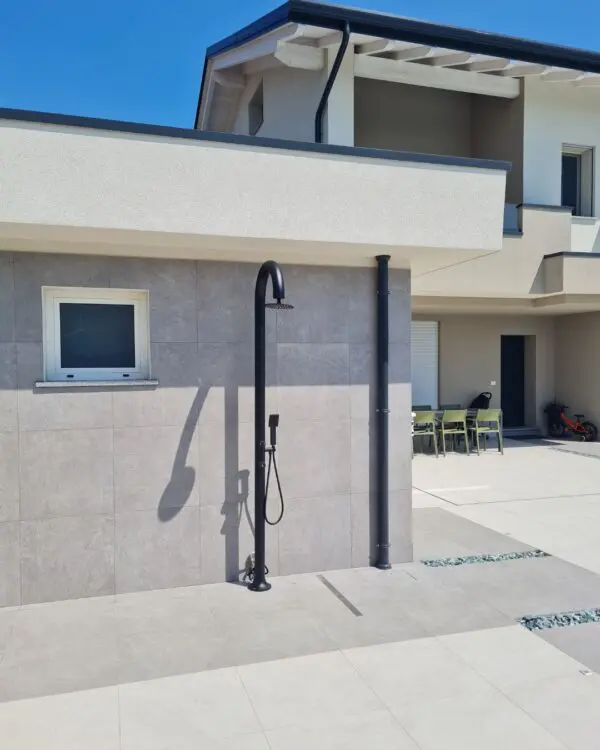 Black Aluminum Shower With Mobile Hot And Cold Water Hand Shower, Round Shower Head With Anti-scale Nozzles. Dual Water Connections, Bottom And Side. For All Outdoor And Indoor, Private And Commercial Activities. For Large Workloads. - Image 9