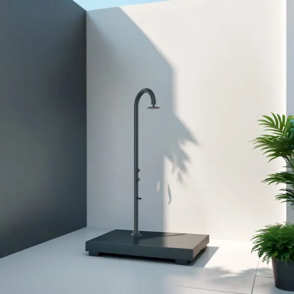 Gray Moon Shower In Aluminum Hot And Cold Water Sined With Temperature And Footwash Mixer. Double Water Connection, Bottom And Side, Installable Both Inside And Outside The House, Richly Equipped. - Image 6