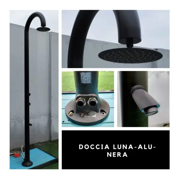 Black Luna Aluminum Hot And Cold Water Sined Shower With Temperature And Footwash Mixer. Double Water Connection, Bottom And Side, Installable Both Inside And Outside The House, Richly Equipped. - Image 4