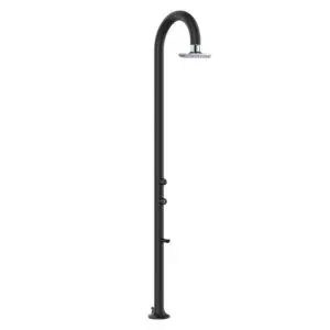 Black Aluminum Shower By Sined: Complete With Square I-switch Showerhead With Lcd Thermometer, Hot And Cold Water Possibility. Dual Water Inlet, From Below And On The Side, Is Perfect For Any Space, Indoor Or Outdoor, Full Of Accessories