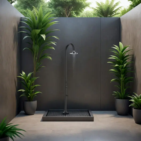 Enjoy The Versatility Of Our Black Aluminum Shower, Equipped With An Advanced Round I-switch Sensor Showerhead. Designed For Flexible Installation, Both Indoor And Outdoor, It Allows You To Vary The Water Jet With a Hand Movement. - Image 6