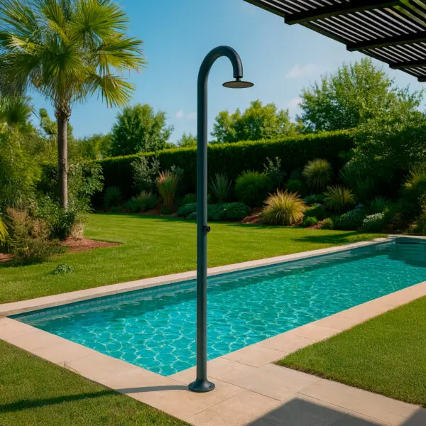 Gray Aluminum Timed Shower. Cold Water Only, Mixer To Regulate Water Flow. Double Water Connection, Bottom And Side On Single Inner Hose. For Outdoors Or Indoors. For Large Workloads With Great Water Saving. - Image 7