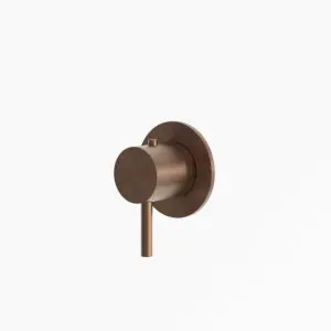 SINED LEVANTE thermostatic bathroom wall-mounted mixer in 316L stainless steel. Automatic temperature control. Suitable for indoor and outdoor installation, corrosion resistant and modern and durable design. PVD Rose Gold finish.