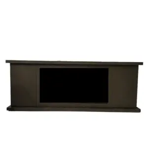 Anthracite Wood Cabinet For Fireplace, For Electric Insert Sined Ispica 108. Made Of Durable Materials: Resistant To Yellowing And Painted Wood. Frame And Doors Finish In Graphite Ral 7022, Top And Base In Tacande. Ideal For Indoor Use.