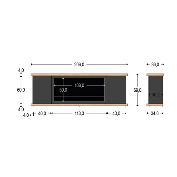 Sined Ispica 1500w Built-in Cabinet And Electric Fireplace Kit. Dark Gray Cabinet With Electric Insert, Elegance, Savings Throughout The Year. The 'insert You Can Use It In All Seasons, Selecting Only The Flame Effect. Erp Certified. - Image 2