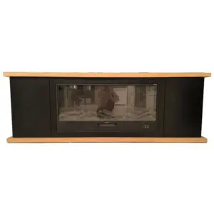Black Cabinet With Electric Fireplace. Complete Wooden Cabinet And Electric Fireplace Kit Sined Ispica Arosio 108. Mobile And Electric Fireplace Ispica 1500w. Ideal All Year Round With Led Flame Effect. Frame And Doors Wood Black Ral 9005 Top And Base Oak
