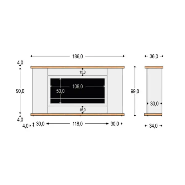 Desio Wooden Cabinet Complete With Electric Fireplace Sined Ispica 108. Elegant Quality Wooden Cabinet With Integrated Electric Fireplace. Heats And Decorates With Style. Remote Control Included For Total Comfort. Perfect For Any Environment. Pearl Gray. - Image 2