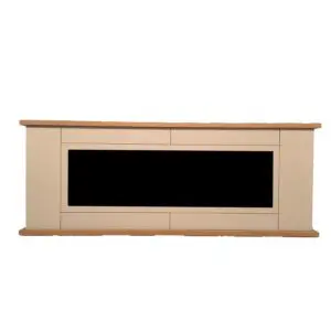 Light Gray Cabinet For Electric Fireplace With Built-in To Accommodate Sined Amiata 1500w Electric Insert. Light Grey Wood Cabinet Sian Grey Frame And Doors Oak Top And Base. a Safe And Durable Design Investment For Home And Office.