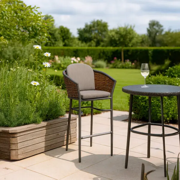 Elevate your outdoor experience with the astute elegance of the Asti high armchair, showcasing exceptional materials, a sophisticated design with rounded contours, and durable construction that seamlessly blends comfort and style for both indoor outdoor - Image 2