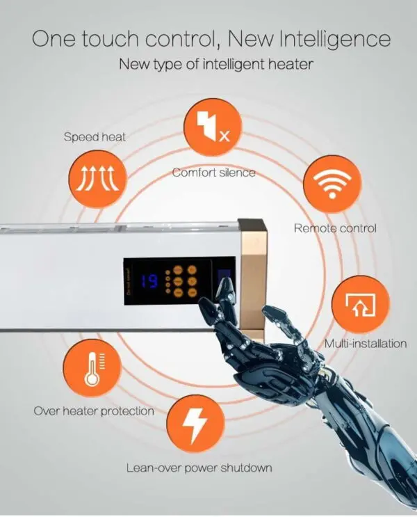 Floor And Baseboard Heater 1800w With Remote Control Included, Also Controllable Directly From The Panel Operation By Natural Air Convection. Heater Equipped With Feet And Supports Metal Frame White - Image 6