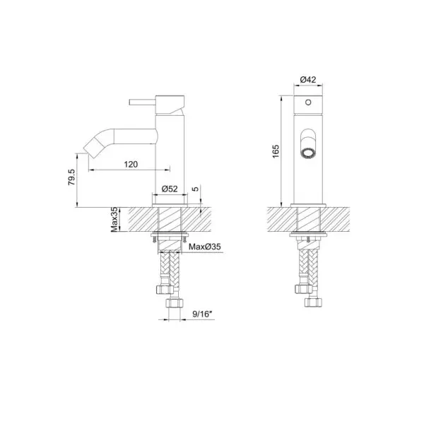 SINED LEVANTE 17 cm low basin faucet made of 316L stainless steel with mixer. Modern, corrosion-resistant finish, suitable for indoor and outdoor use. Ideal for elegant, functional and contemporary bathrooms. - Image 3
