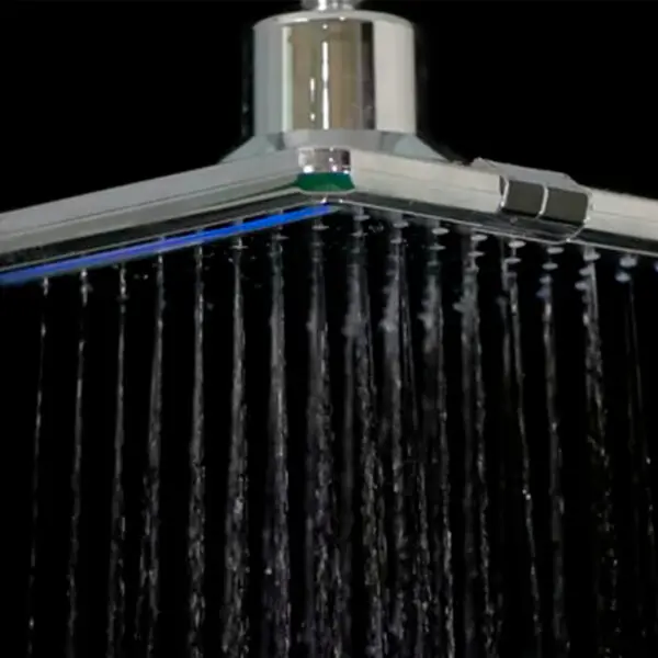 Square Rain Shower Head Infrared Sensor And Led Light Different According To The Water Temperature. Abs Body And Brass Connector 2 Functions Of The Jet Rain Or Waterfall Size 20x20 Cm Works With The Water Jet Only - Image 2