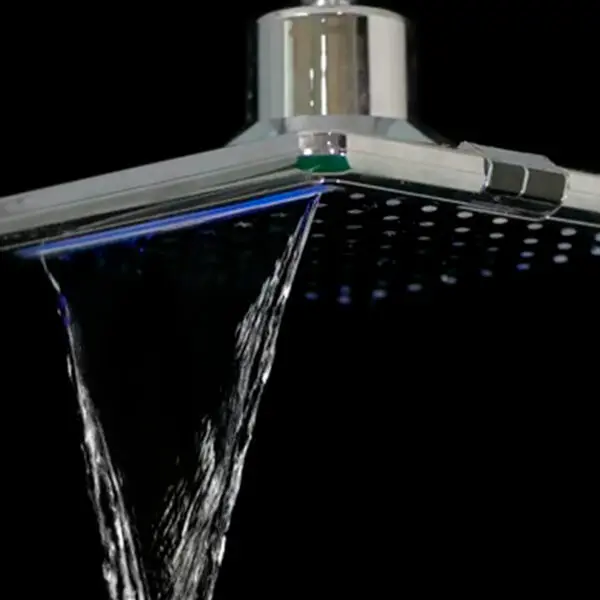 Square Rain Shower Head Infrared Sensor And Led Light Different According To The Water Temperature. Abs Body And Brass Connector 2 Functions Of The Jet Rain Or Waterfall Size 20x20 Cm Works With The Water Jet Only - Image 3