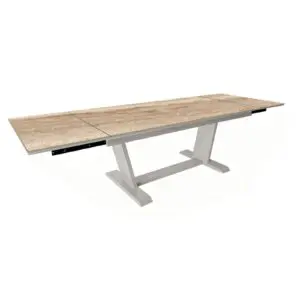 Elegance meets durability in the praline extendable garden table, measuring 180-280 cm. Crafted from powder-coated aluminum and topped with premium Kedra ceramic, it effortlessly accommodates 10-12 guests, making every outdoor gathering a stylish affair.