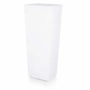 Solar Self-recharging Luminous Vase Made Of Polyethylene Model Quadrato Solar With Height 102 Cm. Solar Luminous Vase Made In Italy, Impact, Weather And Uv Resistant. Possibility To Be Used All Year Round.