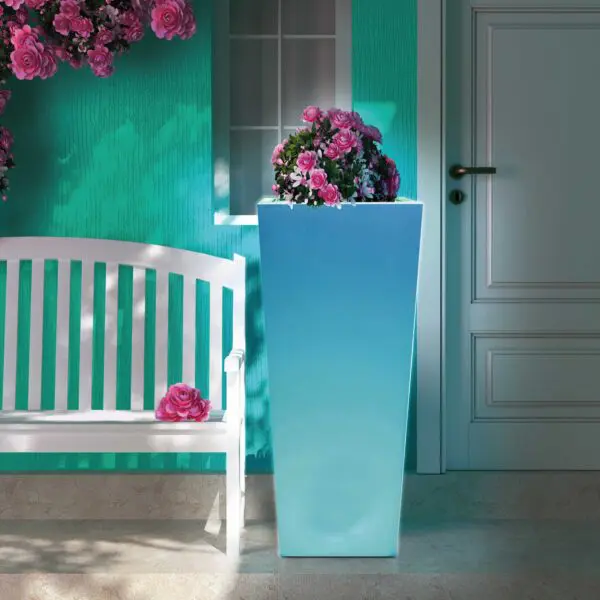 Solar Self-recharging Luminous Vase Made Of Polyethylene Model Quadrato Solar With Height 102 Cm. Solar Luminous Vase Made In Italy, Impact, Weather And Uv Resistant. Possibility To Be Used All Year Round. - Image 10