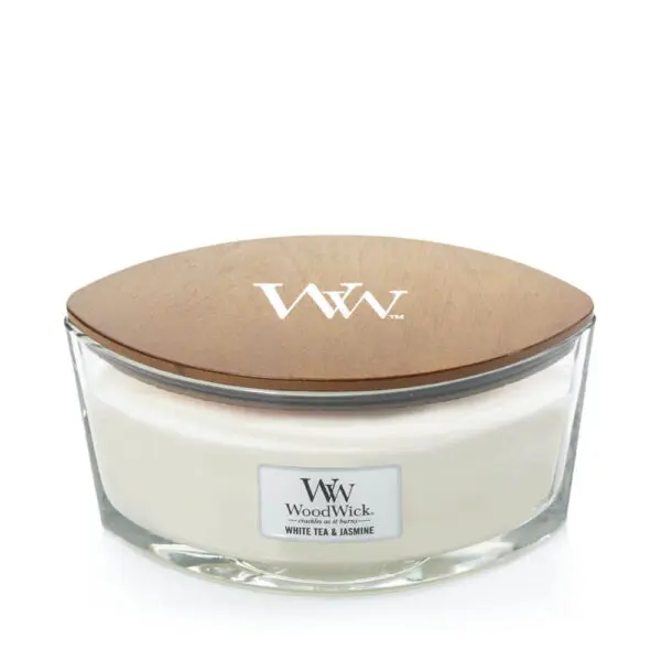 woodwick white tea and jasmine ellipse jar candle