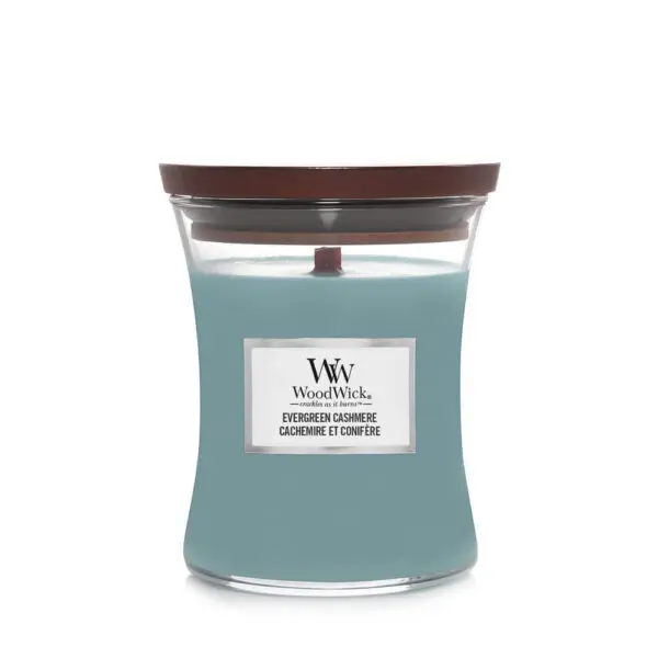 WoodWick Evergreen Cashmere Candle – Premium Medium (60h)
