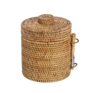 Rattan Ice Bucket with Tongs – Luxury Stylish with Tongs
