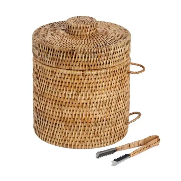 Rattan Ice Bucket with Tongs – Luxury Stylish with Tongs - Image 2