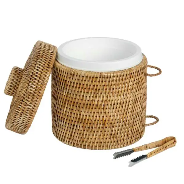 Rattan Ice Bucket with Tongs – Luxury Stylish with Tongs - Image 3