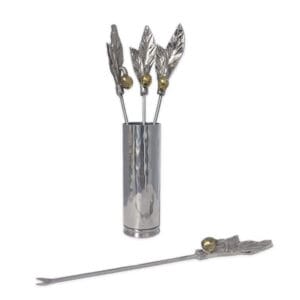 Set of Four Olive Picks with Olive Handle Detail