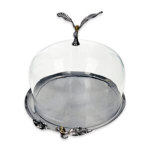 Olive Cake Stand with Glass Dome