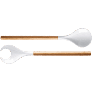 Salad Servers, Birchwood and Porcelaine