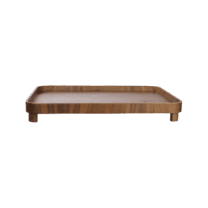 tray with feet rectangular brown