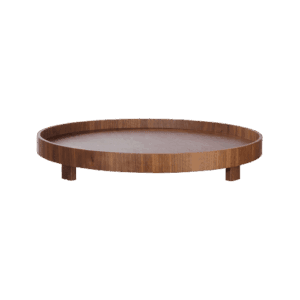 tray with feet round brown