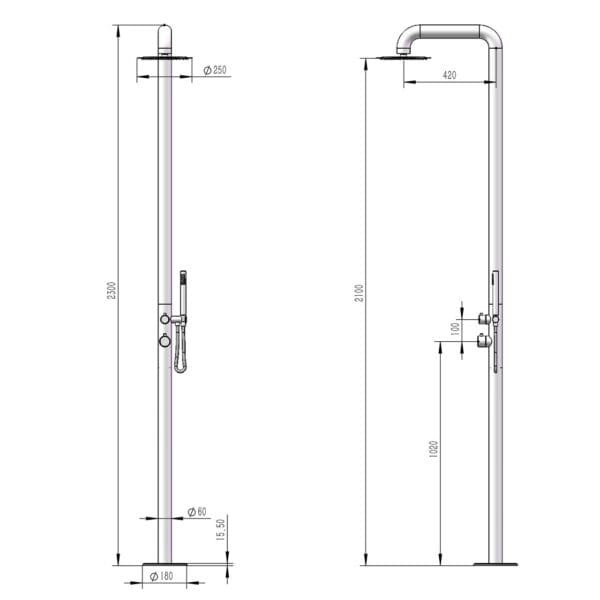 Elegant Outdoor Shower 25CM | SINED - Image 8