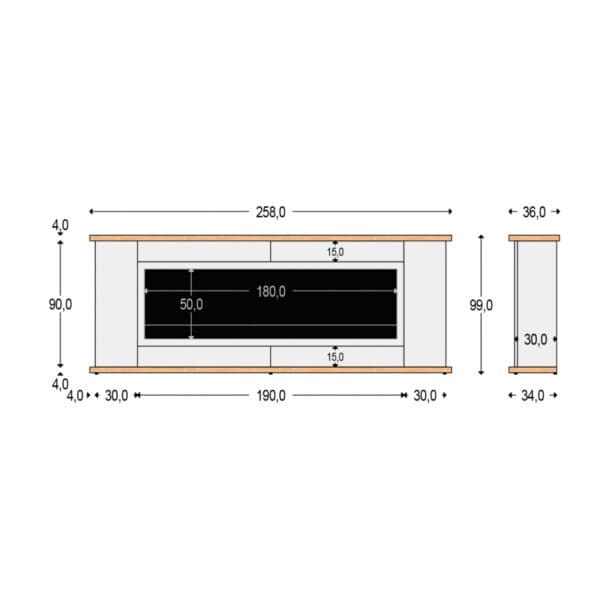 Modern Fireplace furniture, 1500W | SINED - Image 2