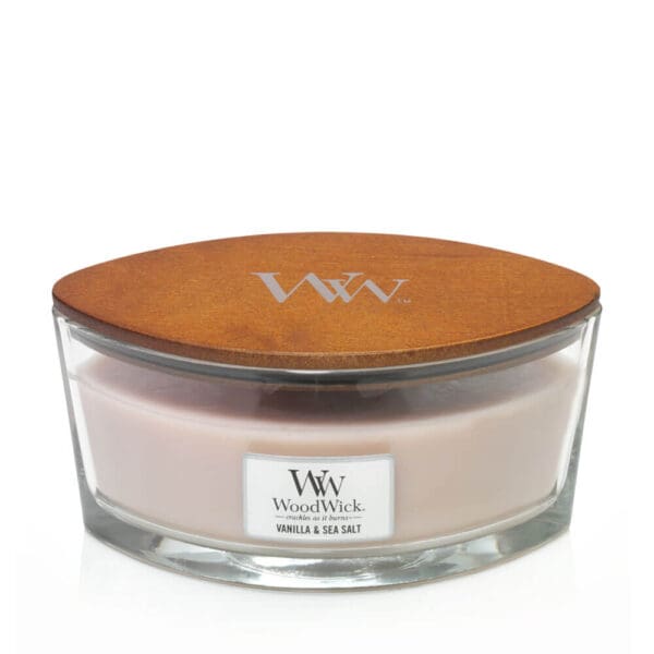 WoodWick Vanilla & Sea Salt Candle – Premium Ellipse (50h)