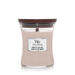 Soothing WoodWick Vanilla & Sea Salt Candle – Premium Medium (60h)