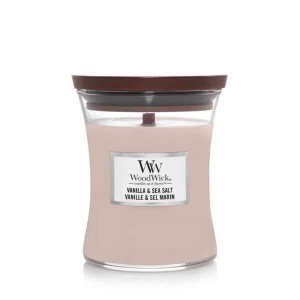 Soothing WoodWick Vanilla & Sea Salt Candle – Premium Medium (60h)