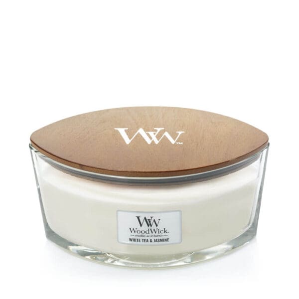 woodwick white tea and jasmine ellipse jar candle