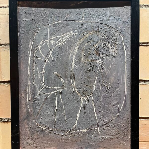 Mixed media on wood contemporary expressionism
